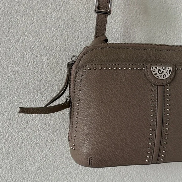 Brighton JOJO Organizer Taupe Studded Crossbody Bag - Picture 2 of 16